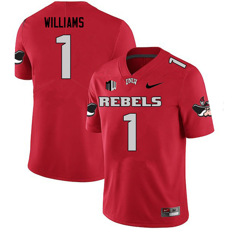 Men #1 Jerrae Williams UNLV Rebels College Football Jerseys Stitched Sale-Scarlet - Click Image to Close